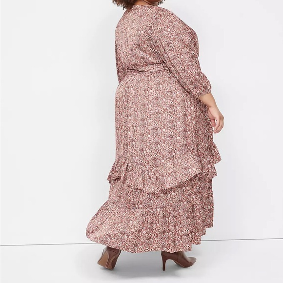 Lane Bryant 3/4 Sleeve Flounce Hem Midi Dress in Rose Floral | Plus Size Dress - Picture 2 of 11
